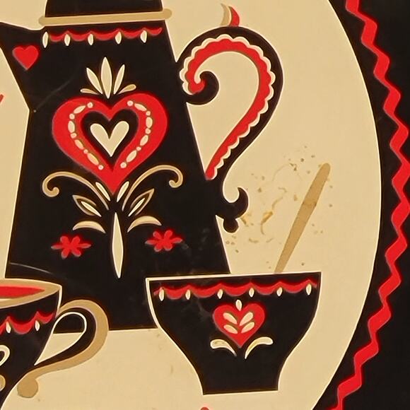 Vintage Large Round Kaffee Klatch Tray Coffee Pot, Metal 19" German Decor - Picture 3 of 4